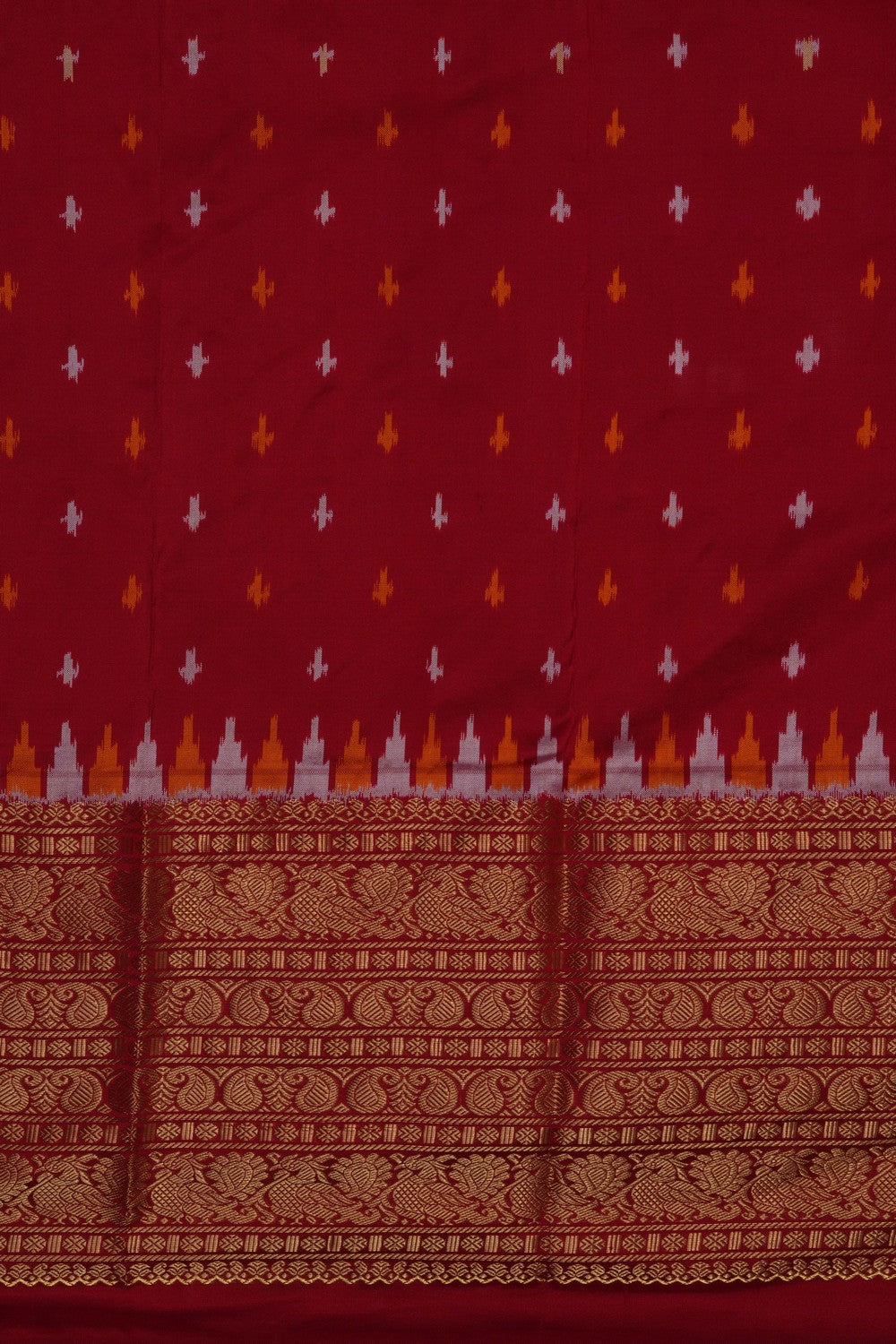Image of Pochampally Ikat Silk Cream Saree